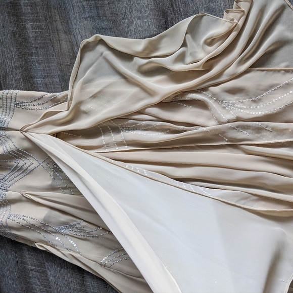 Vintage Landa cream beaded sequin prom evening special occasion dress 4 - Picture 7 of 15